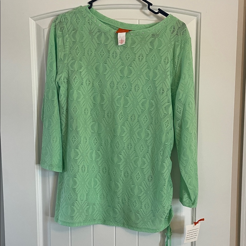 Hearts of Palm Mint Lace Blouse